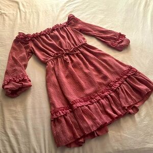 Showpo. Dusty Pink Off the Shoulder Long Sleeve Dress like new!